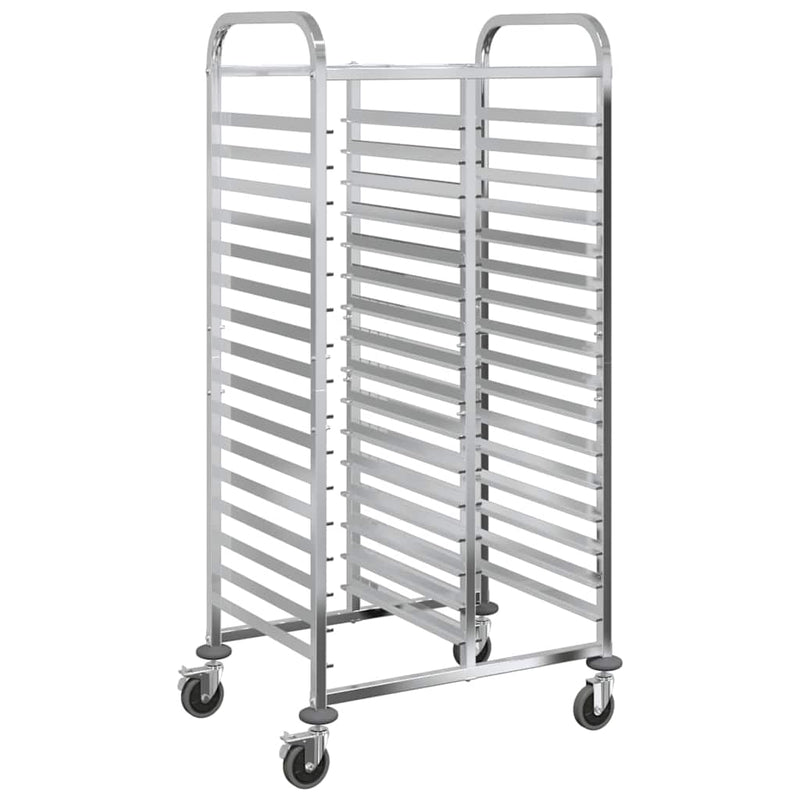 vidaXL Tray Trolley with 32 GN Containers 75x55x162.5 cm Stainless Steel