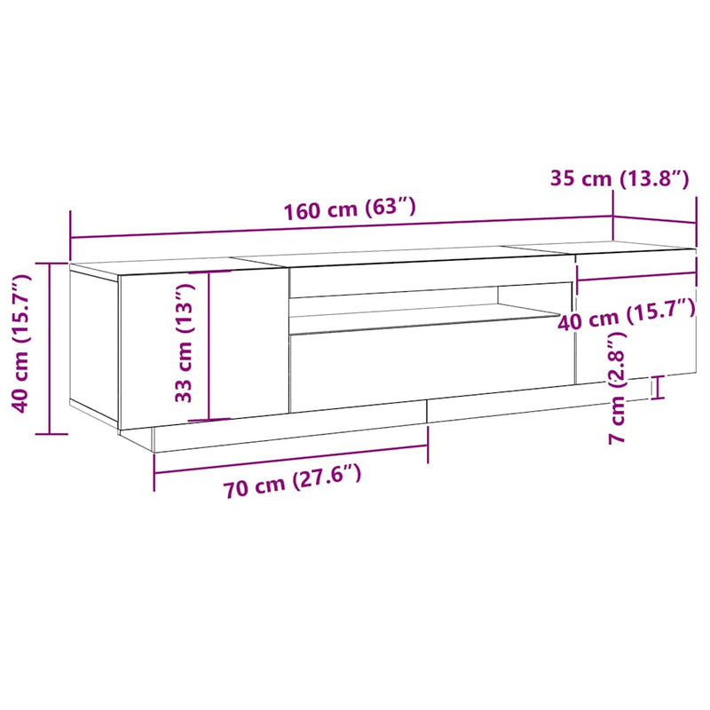 vidaXL TV Cabinet Black 160 x 35 x 40 cm Engineered wood