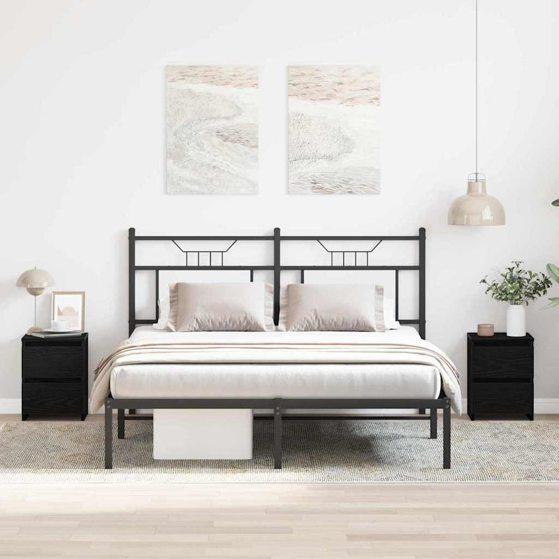 vidaXL Bedside Cabinet 2 pcs Black oak 30 x 30 x 40 cm Engineered wood