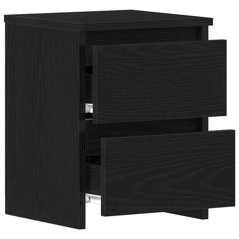 vidaXL Bedside Cabinet 2 pcs Black oak 30 x 30 x 40 cm Engineered wood