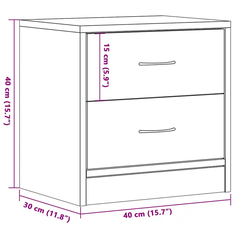 Bedside Cabinets 2 pcs Black Oak 40x30x40 cm Engineered Wood