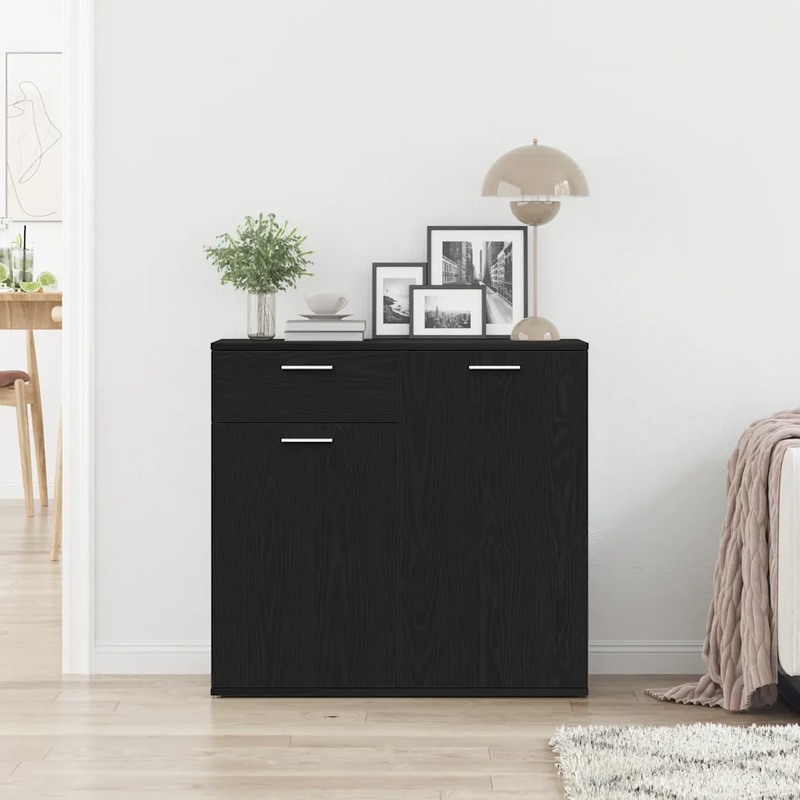 Sideboard Black Oak 80x36x75 cm Engineered Wood