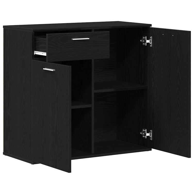 Sideboard Black Oak 80x36x75 cm Engineered Wood