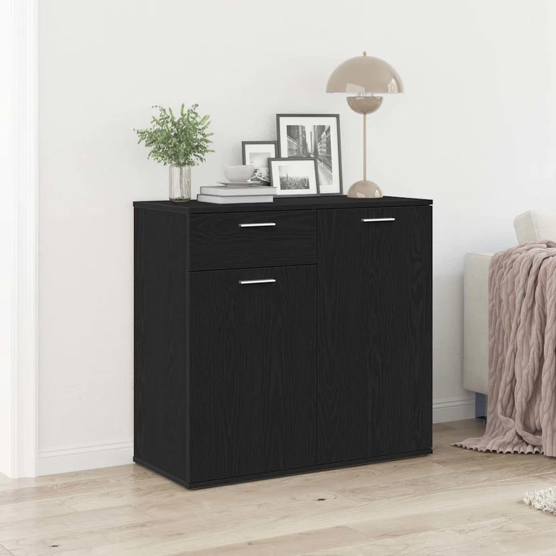Sideboard Black Oak 80x36x75 cm Engineered Wood