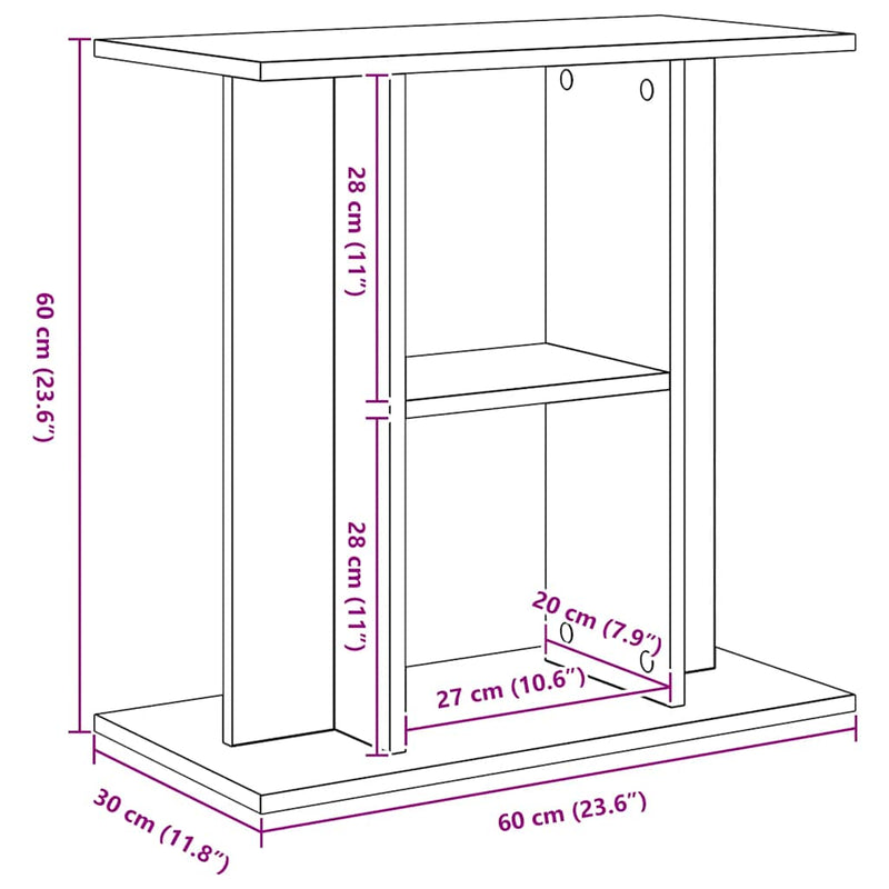 vidaXL Aquarium Stand Black Oak 60x30x60 cm Engineered Wood