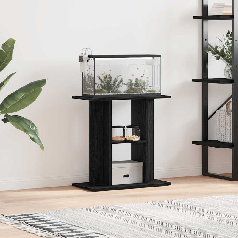 vidaXL Aquarium Stand Black Oak 60x30x60 cm Engineered Wood