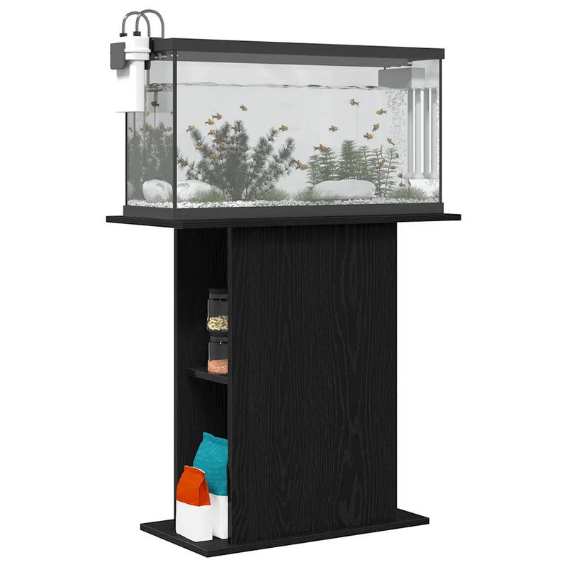 Aquarium Stand Black Oak 75x36x72.5 cm Engineered Wood
