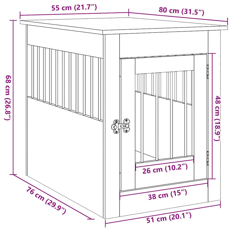 Dog Crate Furniture Black Oak 55x80x68 cm Engineered Wood