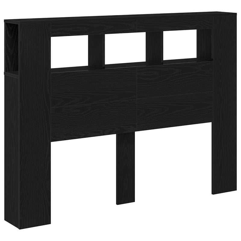 vidaXL LED Headboard Black oak 140 x 18.5 x 103.5 cm Engineered wood