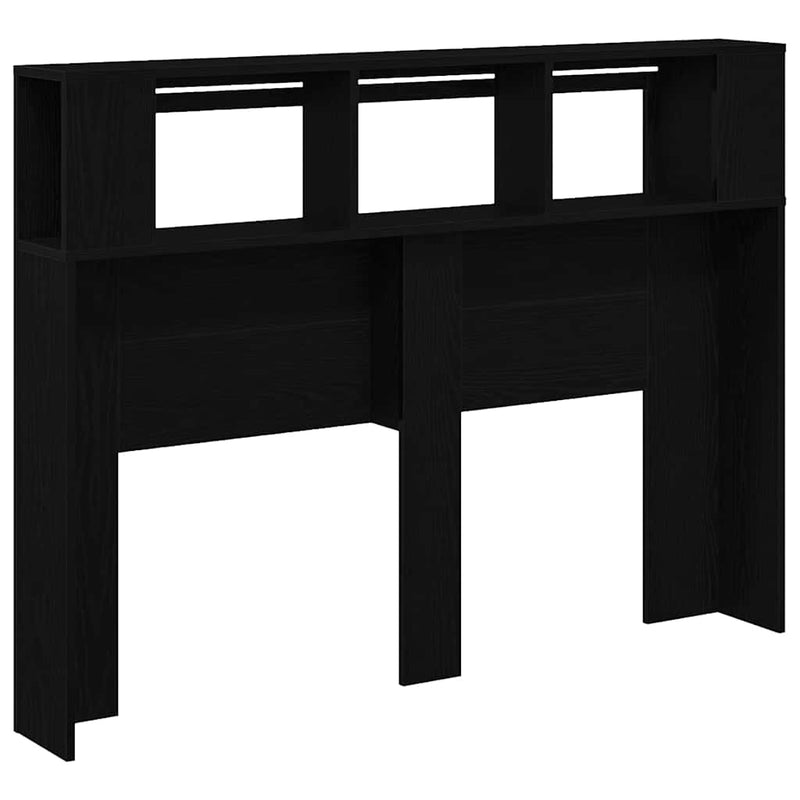 vidaXL LED Headboard Black oak 140 x 18.5 x 103.5 cm Engineered wood