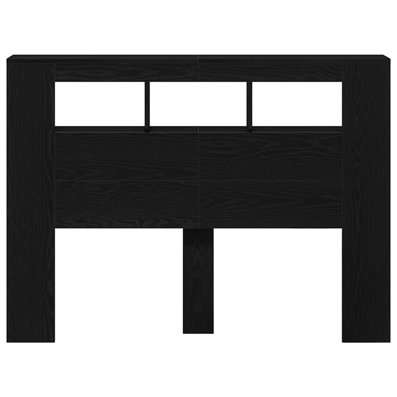 vidaXL LED Headboard Black oak 140 x 18.5 x 103.5 cm Engineered wood