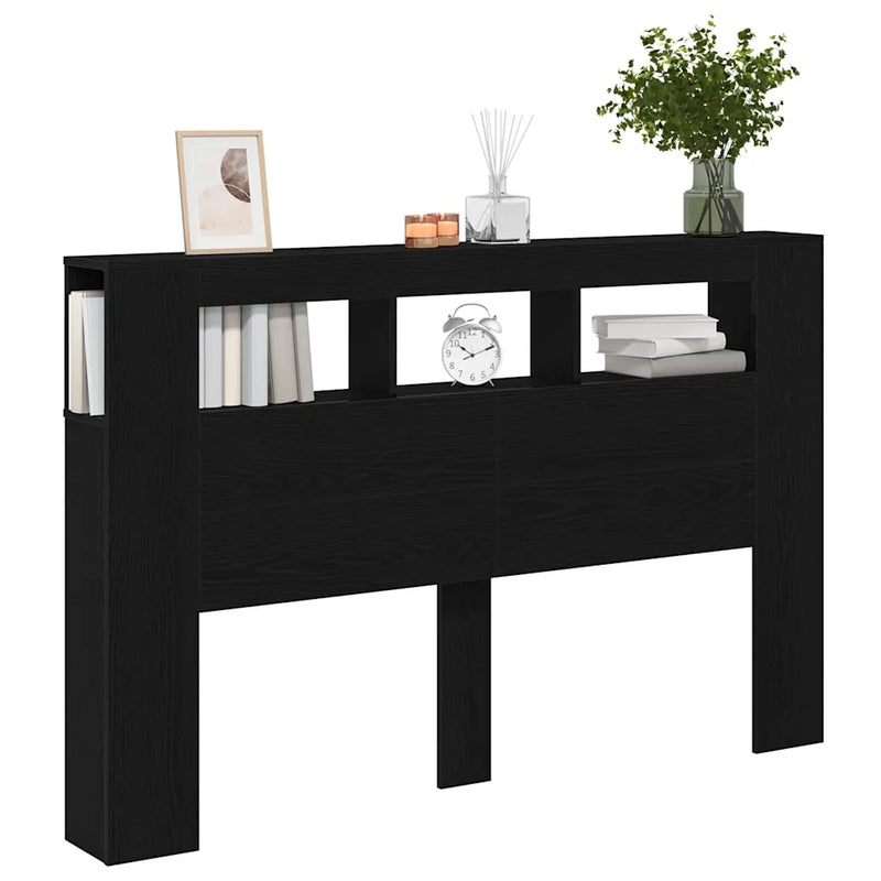LED Headboard Black Oak Engineered Wood