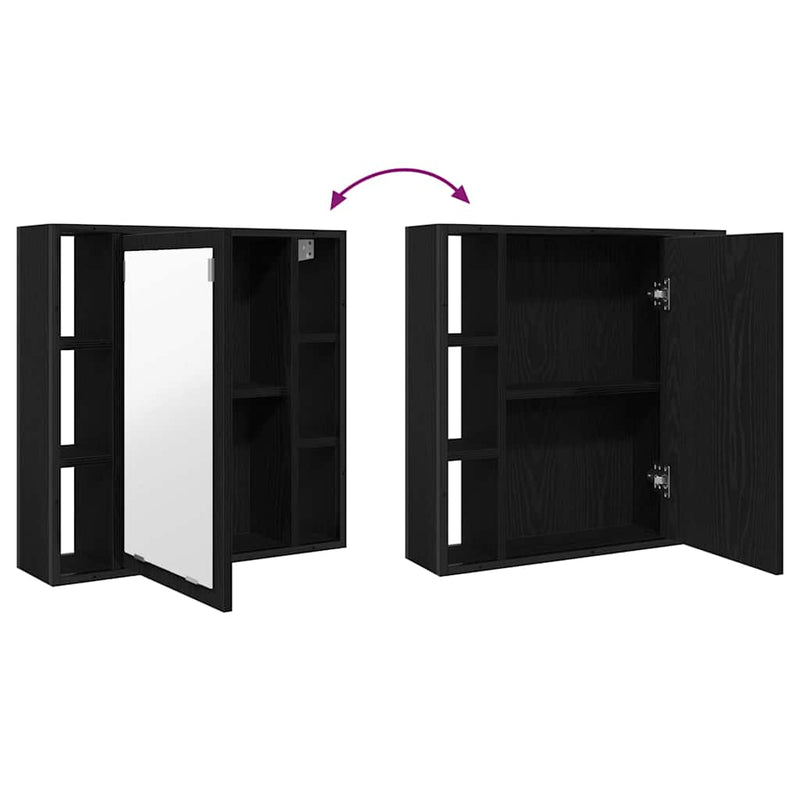 vidaXL Bathroom Mirror Cabinet Black Oak 60x16x60 cm Engineered Wood
