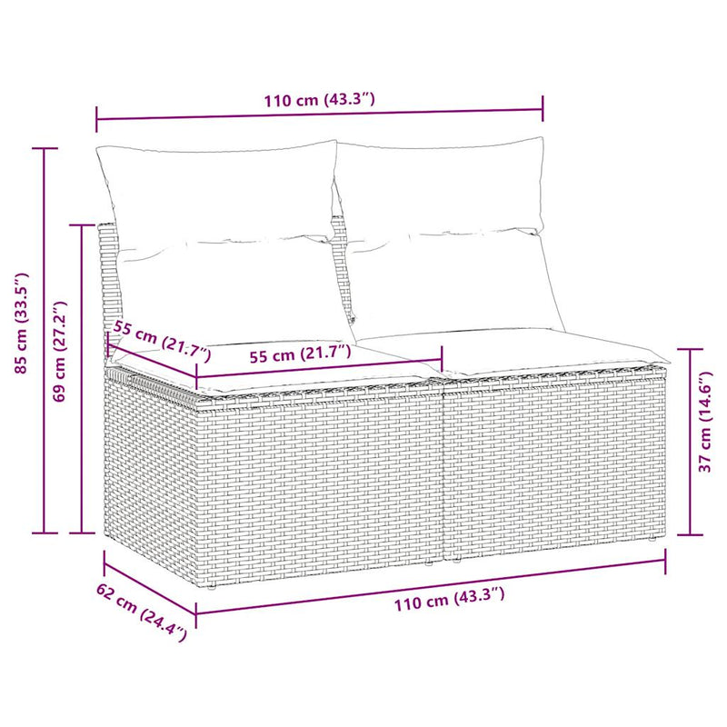 vidaXL 2 Piece Garden Sofa Set with Cushions Beige Poly Rattan Acacia