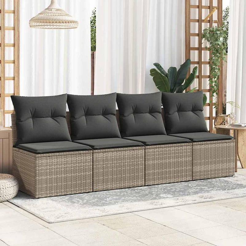 vidaXL 2 Piece Garden Sofa Set with Cushions Grey Poly Rattan Acacia