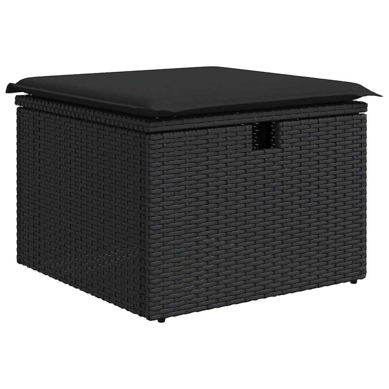 vidaXL 5 Piece Garden Sofa Set with Cushions Black Poly Rattan