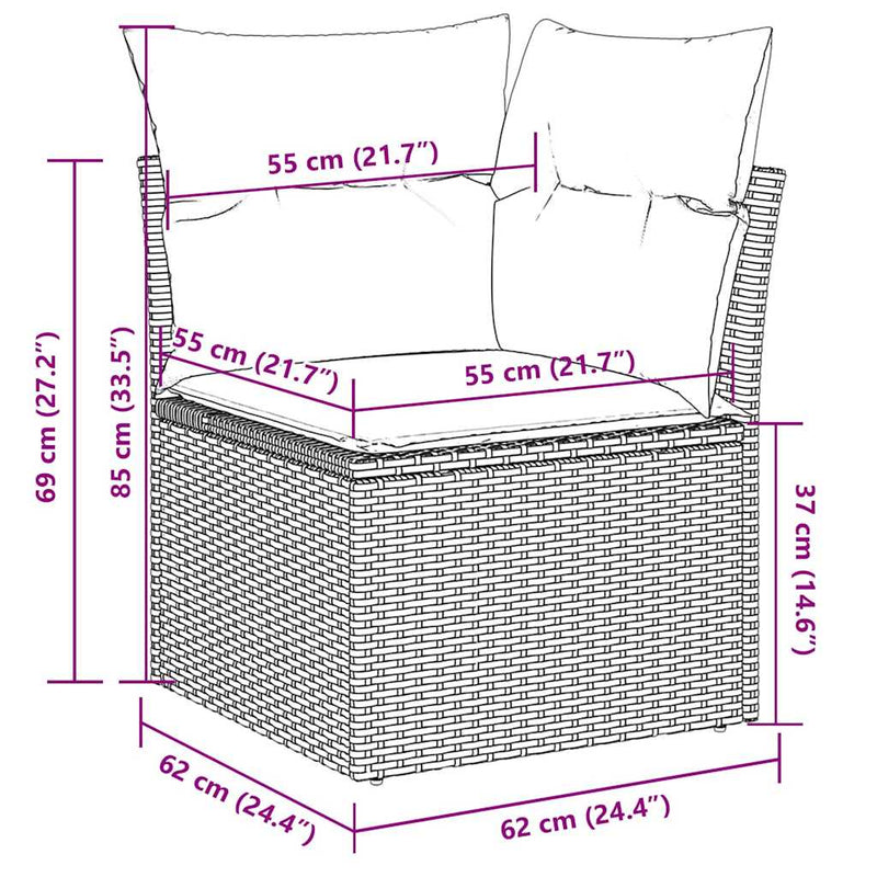 vidaXL 8 Piece Garden Sofa Set with Cushions Grey Poly Rattan