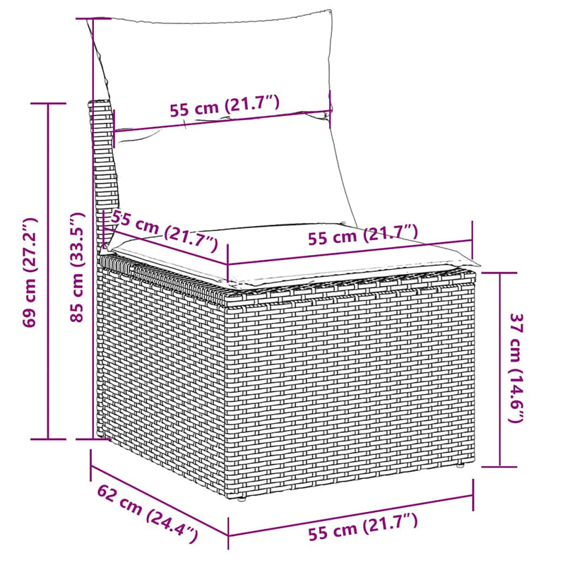 vidaXL 9 Piece Garden Sofa Set with Cushions Grey Poly Rattan