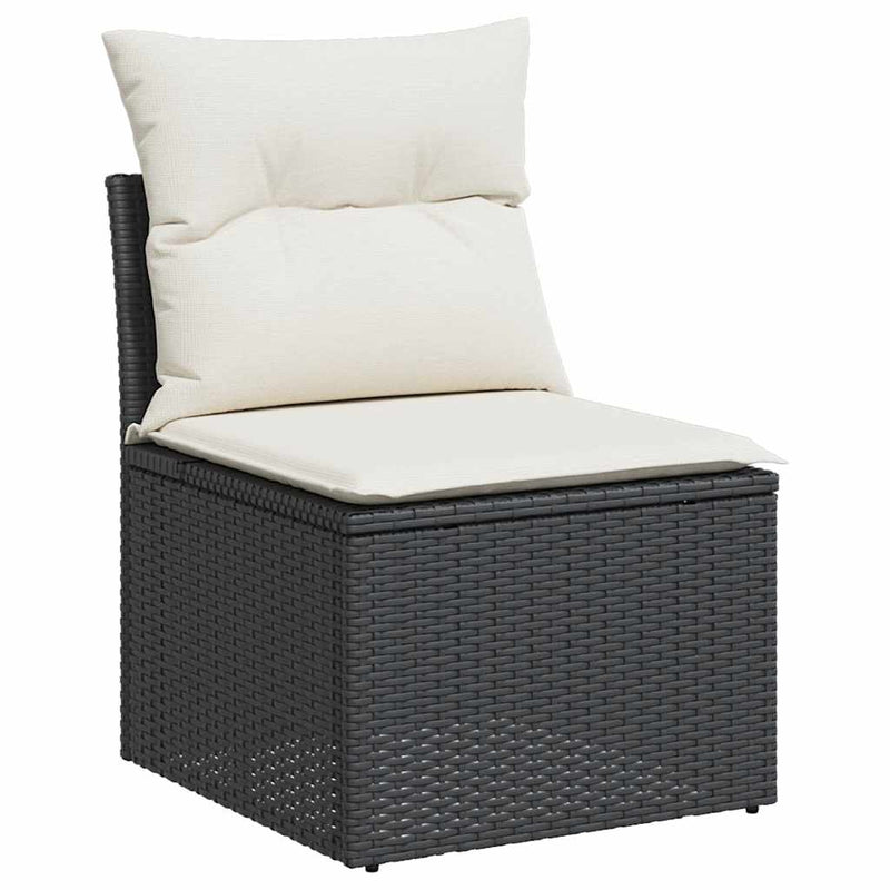 vidaXL 4 Piece Garden Sofa Set with Cushions Black Poly Rattan