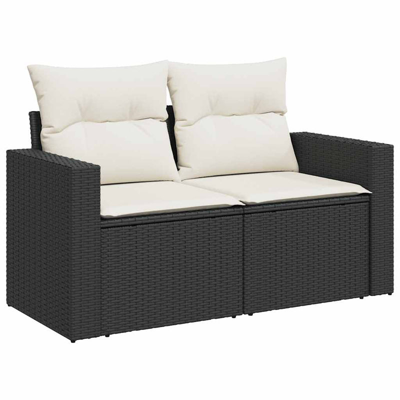vidaXL 4 Piece Garden Sofa Set with Cushions Black Poly Rattan