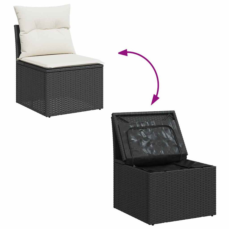 vidaXL 4 Piece Garden Sofa Set with Cushions Black Poly Rattan