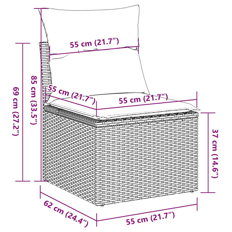 vidaXL 4 Piece Garden Sofa Set with Cushions Grey Poly Rattan