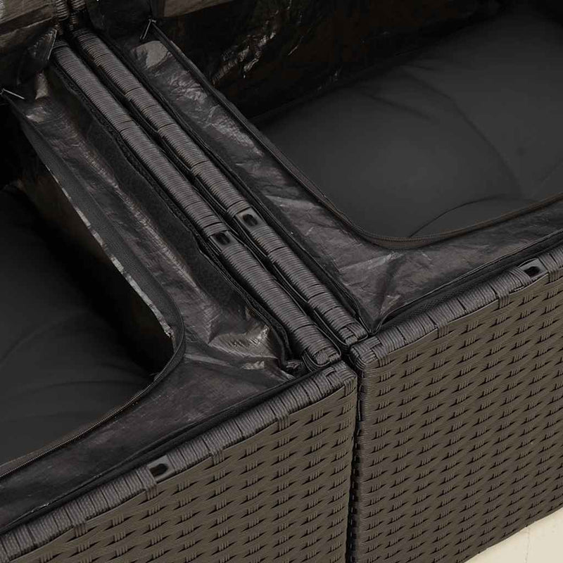 vidaXL 4 Piece Garden Sofa Set with Cushions Black Poly Rattan