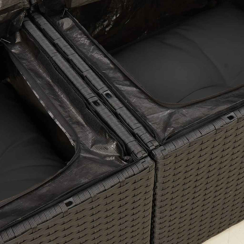 vidaXL 5 Piece Garden Sofa Set with Cushions Black Poly Rattan