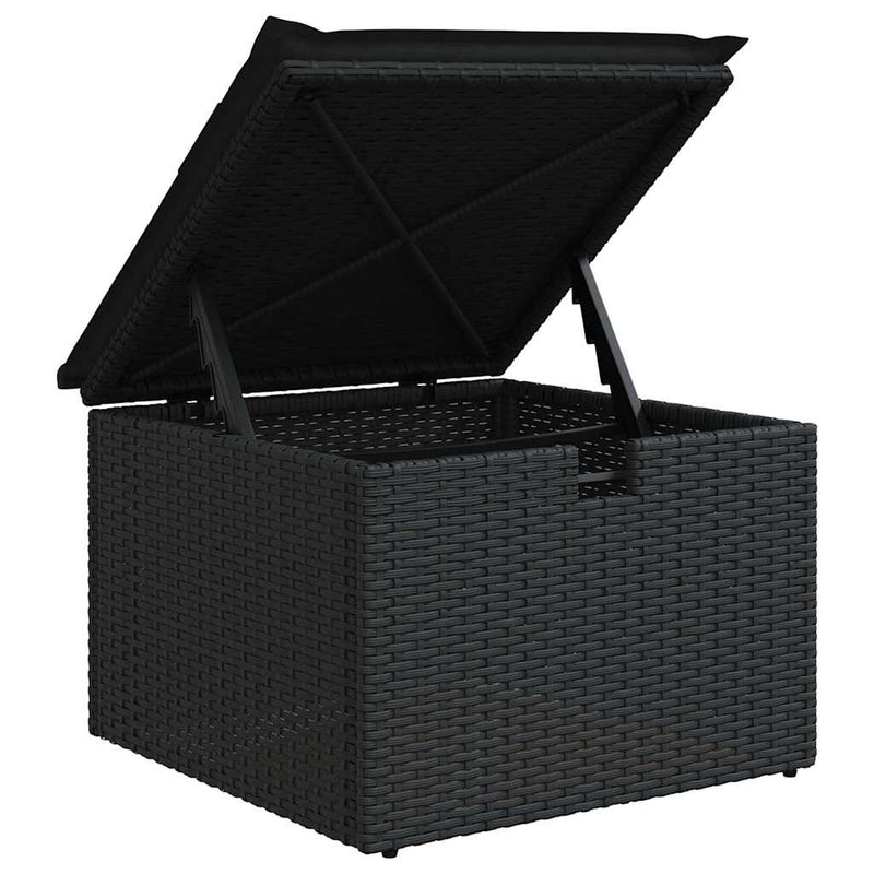 vidaXL 7 Piece Garden Sofa Set with Cushions Black Poly Rattan
