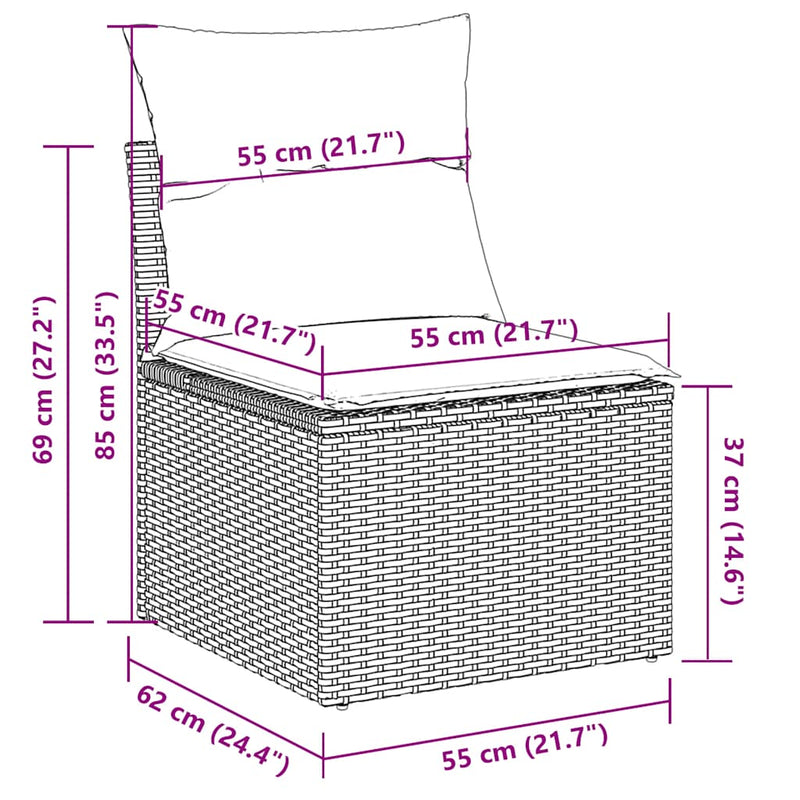 vidaXL 5 Piece Garden Sofa Set with Cushions Grey Poly Rattan