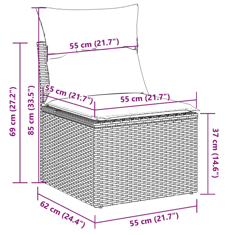 vidaXL 6 Piece Garden Sofa Set with Cushions Grey Poly Rattan