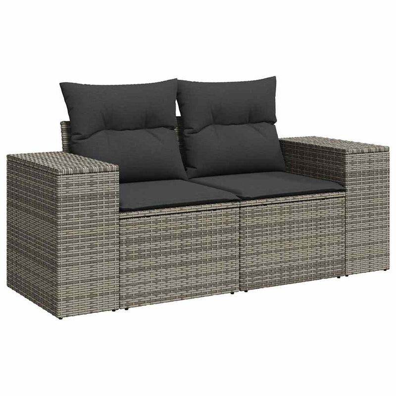 vidaXL 4 Piece Garden Sofa Set with Cushions Grey Poly Rattan