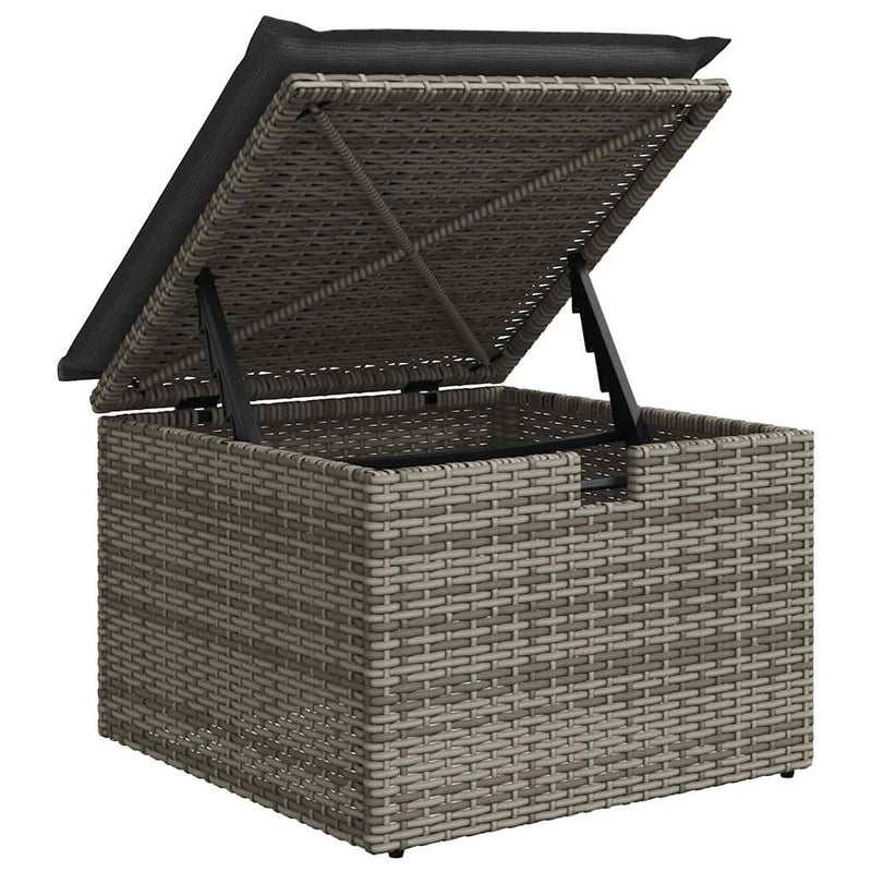vidaXL 7 Piece Garden Sofa Set with Cushions Grey Poly Rattan