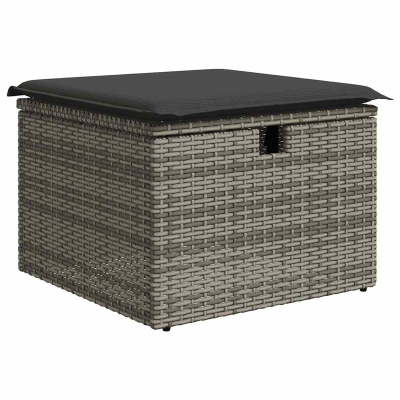 vidaXL 9 Piece Garden Sofa Set with Cushions Grey Poly Rattan