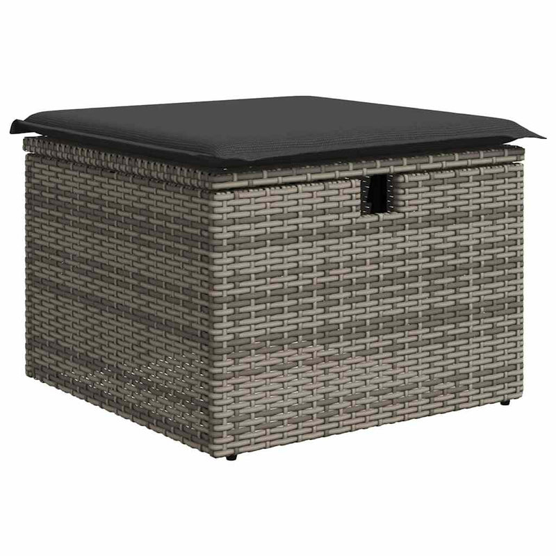 vidaXL 7 Piece Garden Sofa Set with Cushions Grey Poly Rattan