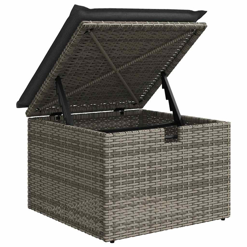 vidaXL 7 Piece Garden Sofa Set with Cushions Grey Poly Rattan