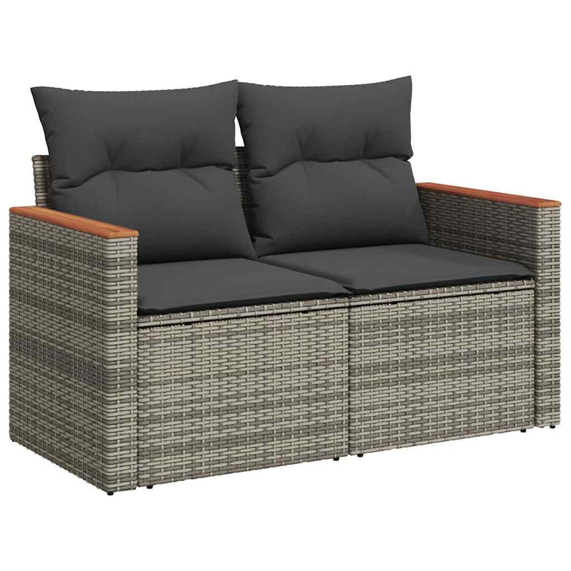 vidaXL 4 Piece Garden Sofa Set with Cushions Grey Poly Rattan