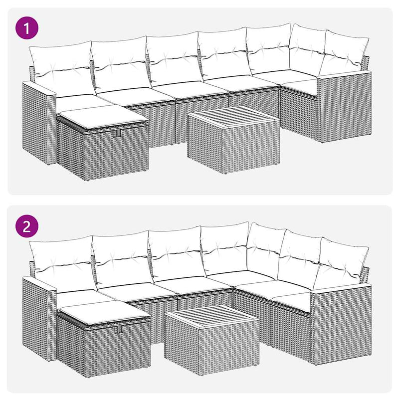 vidaXL 8 Piece Garden Sofa Set with Cushions Black Poly Rattan