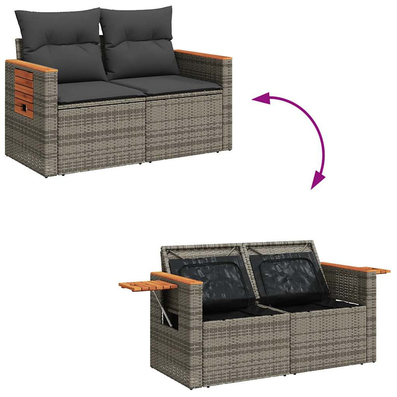 vidaXL 5 Piece Garden Sofa Set with Cushions Grey Poly Rattan