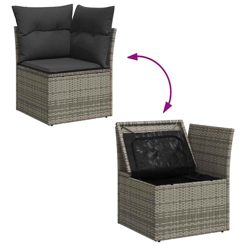 vidaXL 6 Piece Garden Sofa Set with Cushions Grey Poly Rattan