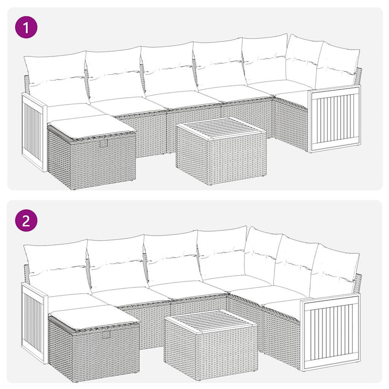vidaXL 8 Piece Garden Sofa Set with Cushions Grey Poly Rattan