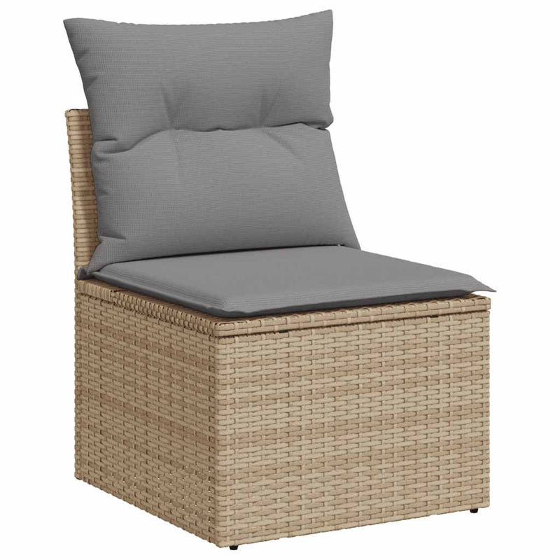 vidaXL 7 Piece Garden Sofa Set with Cushions Beige Poly Rattan