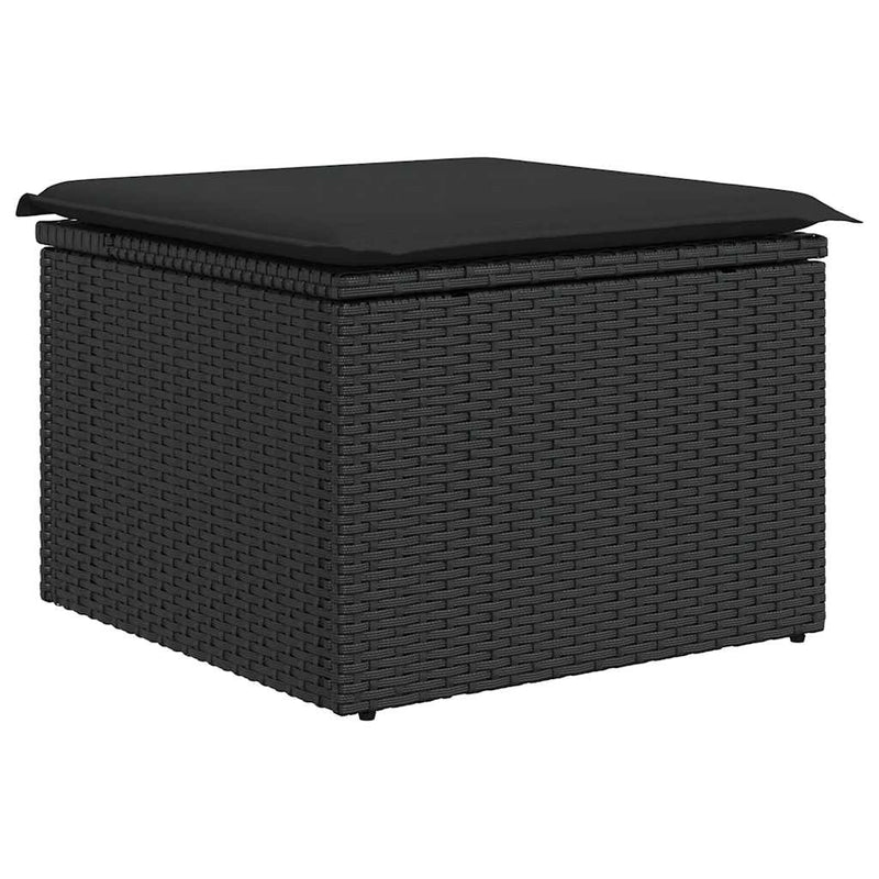 vidaXL 7 Piece Garden Sofa Set with Cushions Black Poly Rattan