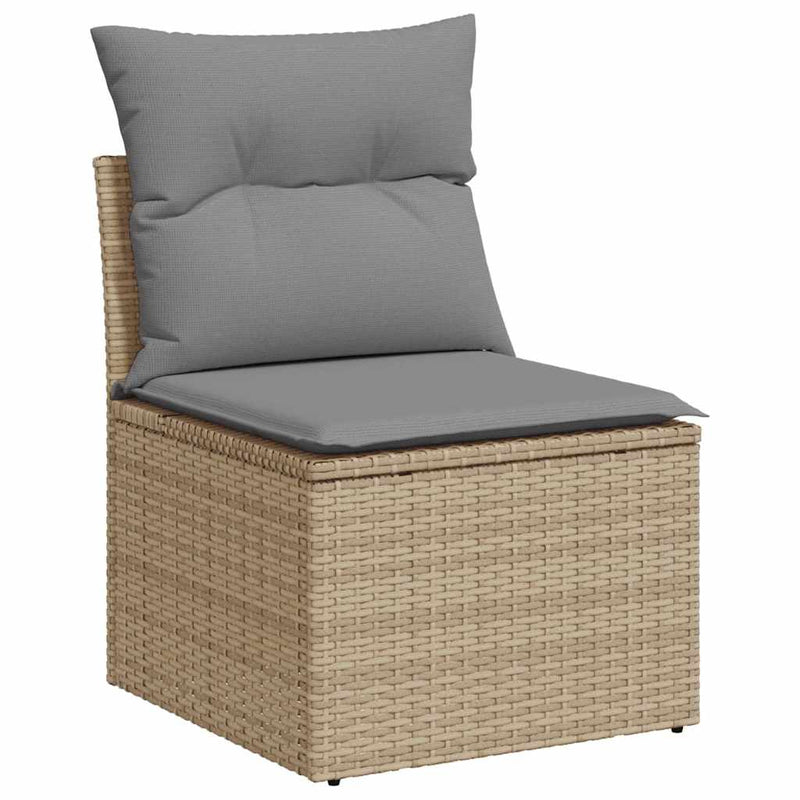 vidaXL 11 Piece Garden Sofa Set with Cushions Beige Poly Rattan