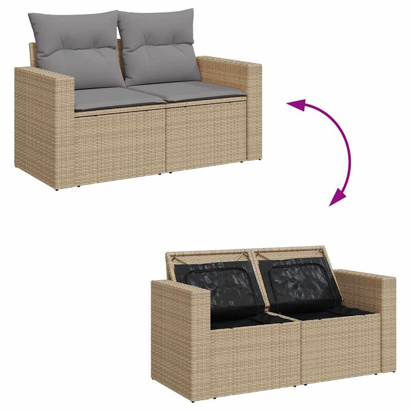 vidaXL 5 Piece Garden Sofa Set with Cushions Beige Poly Rattan