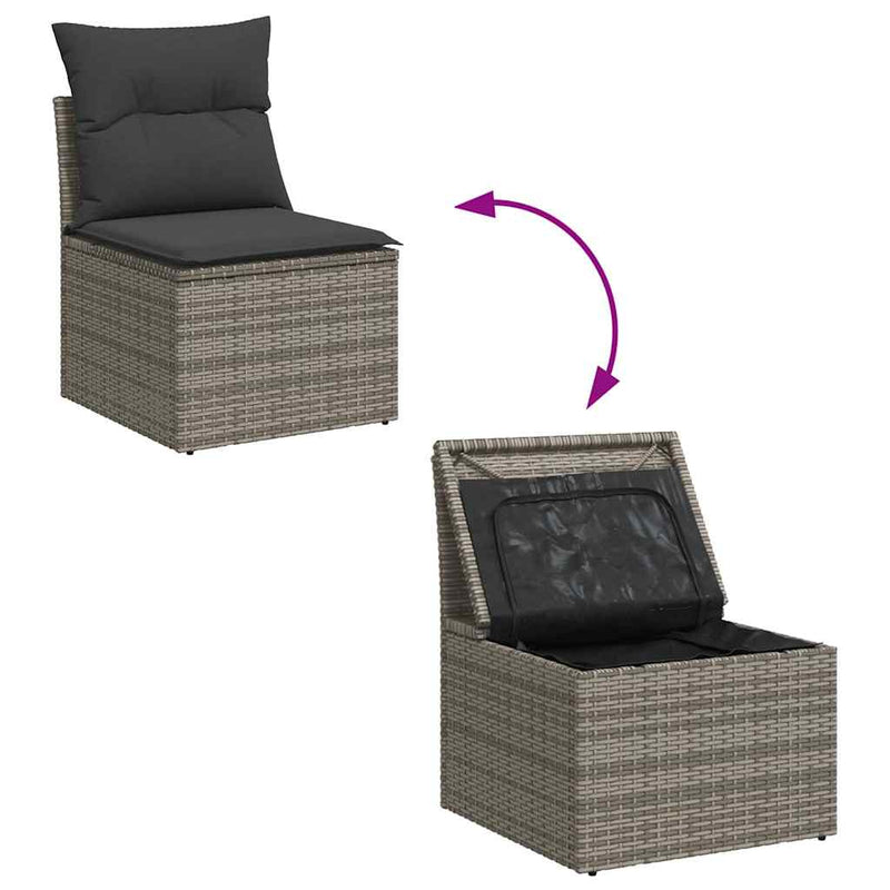 6 Piece Garden Sofa Set with Cushions Grey Poly Rattan