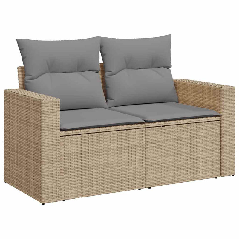 vidaXL 7 Piece Garden Sofa Set with Cushions Beige Poly Rattan