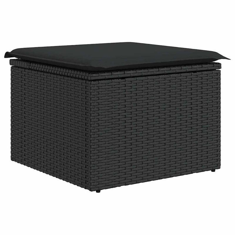 vidaXL 7 Piece Garden Sofa Set with Cushions Black Poly Rattan