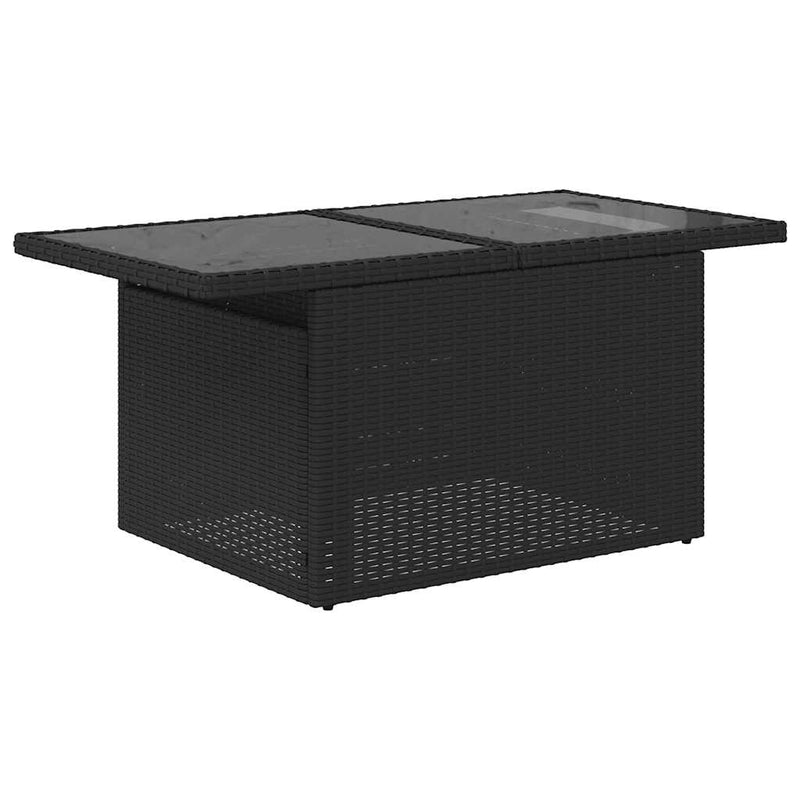 vidaXL 7 Piece Garden Sofa Set with Cushions Black Poly Rattan