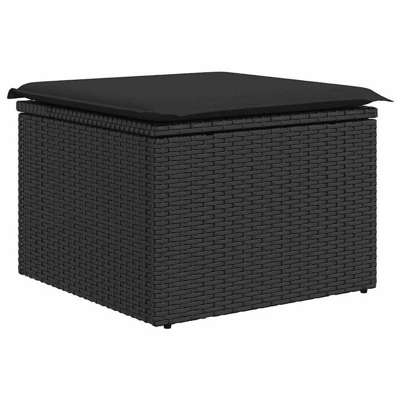 vidaXL 7 Piece Garden Sofa Set with Cushions Black Poly Rattan